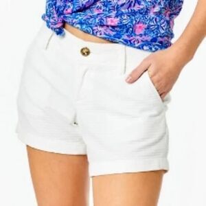 LILLY PULITZER Women's Resort White Textured Linen Callahan Shorts Size 0